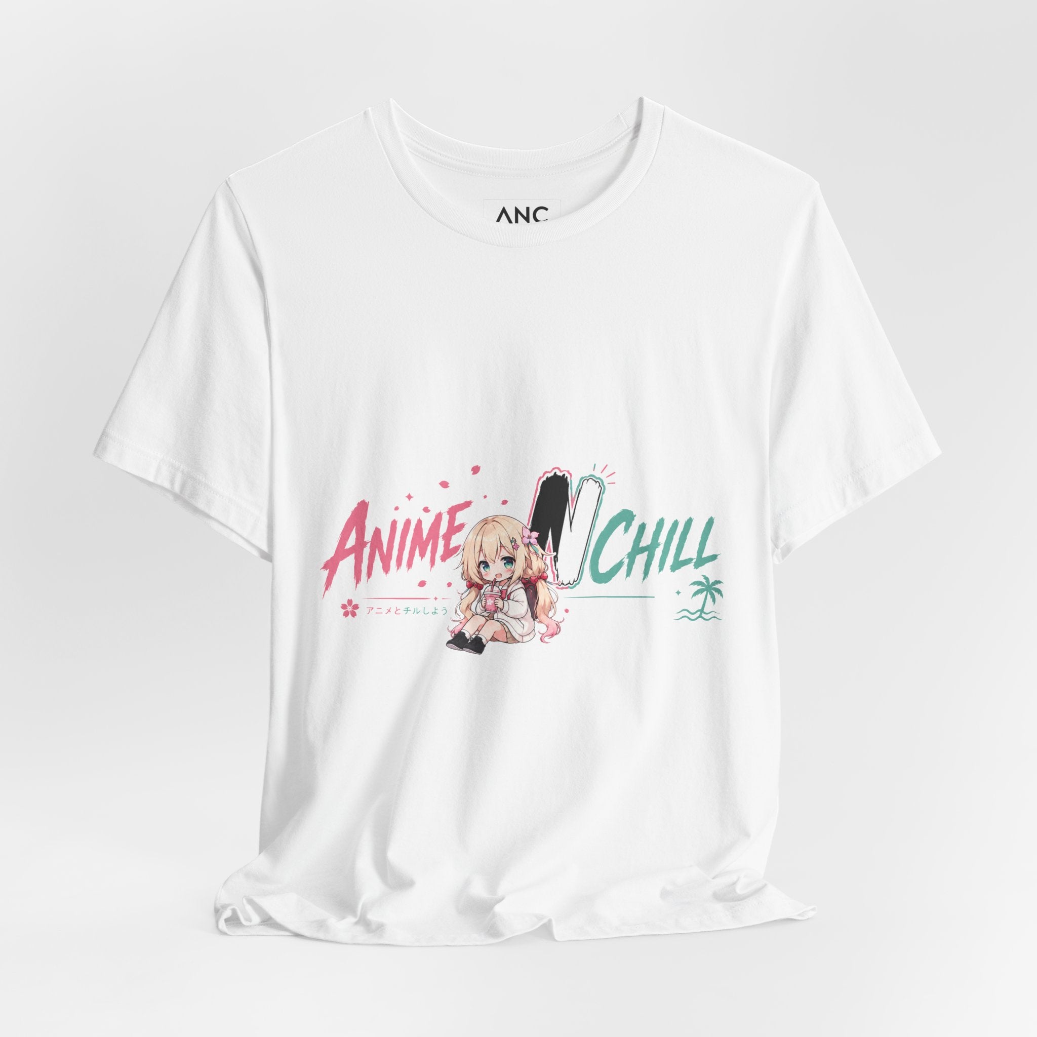 Anime N Chill Tee | Cute Chibi Girl Graphic Shirt | Kawaii Anime Graphic Shirt