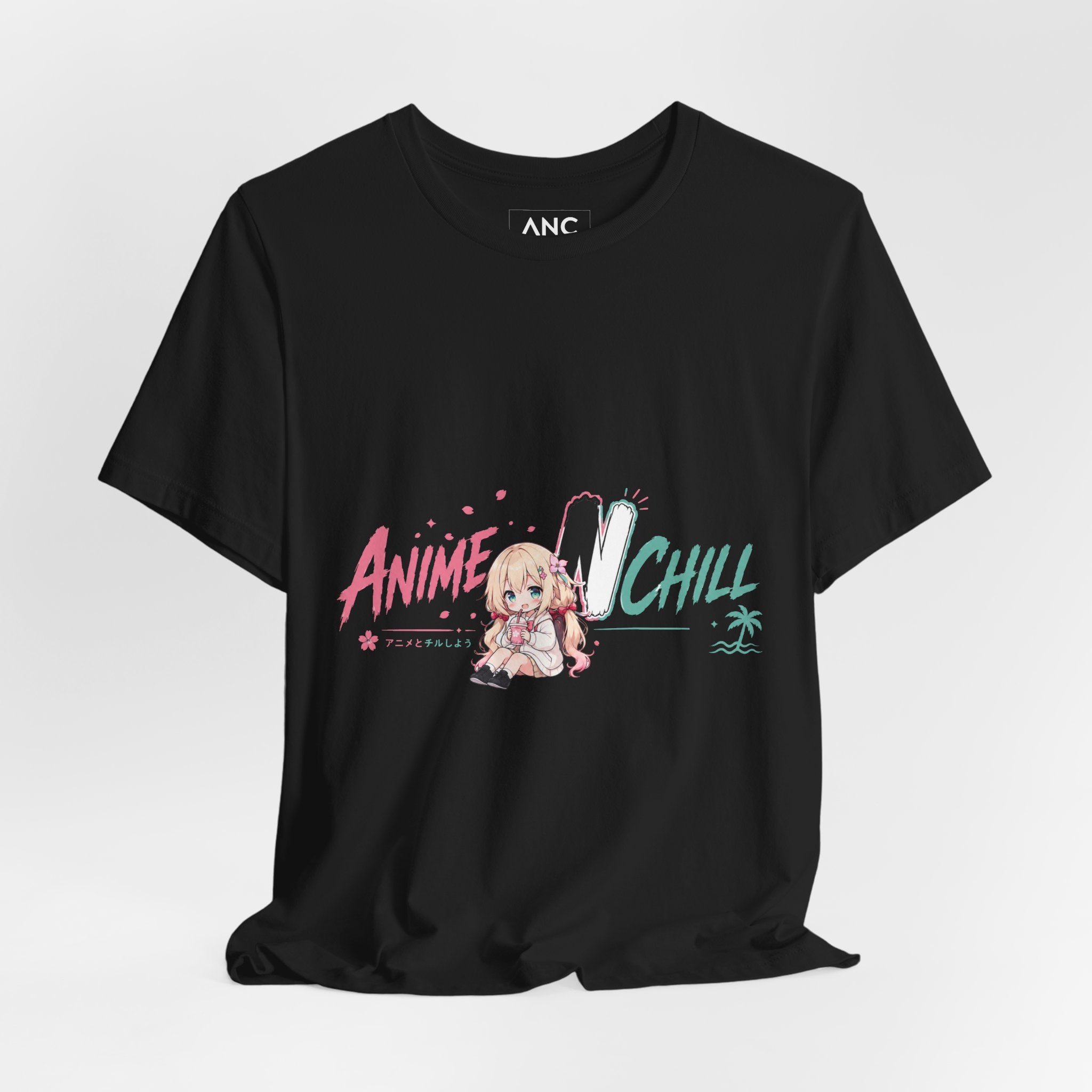 Anime N Chill Tee | Cute Chibi Girl Graphic Shirt | Kawaii Anime Graphic Shirt
